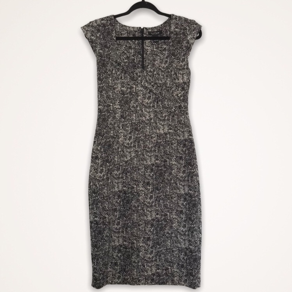 WHBM Black/White Polka-Dot Cap Sleeve Dress